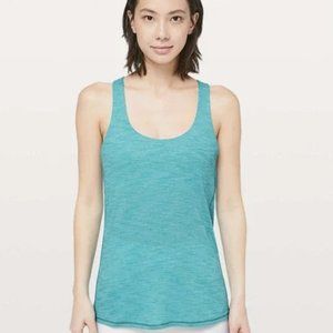 Lululemon Women's Blue/Teal Yoga Tank Top w/White Built-in Sports Bra Size 6